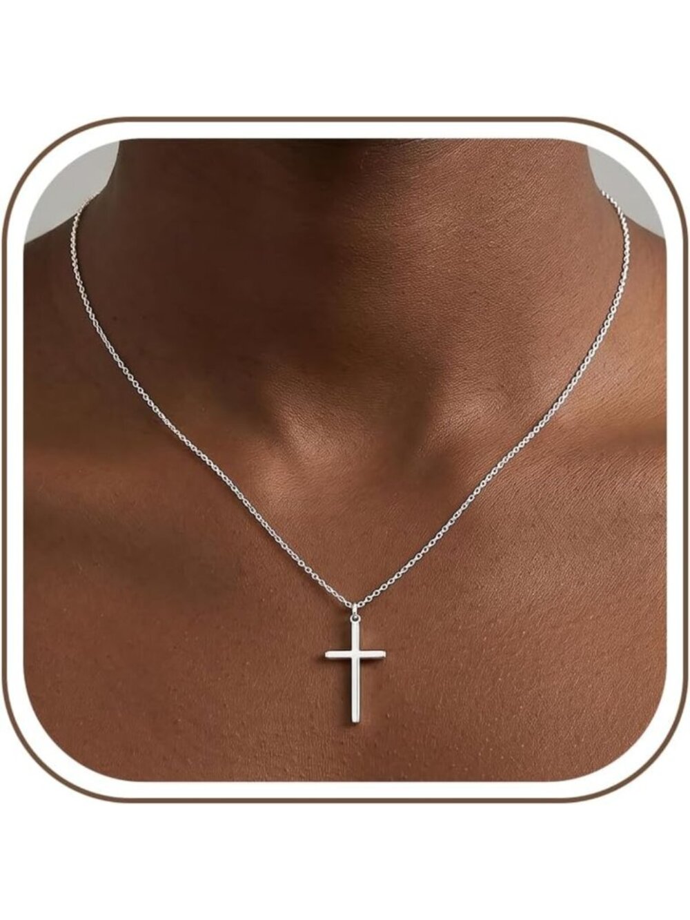 925 Sterling Silver Cross Necklace for Women | 1MM Cable Chain, Elegant Design